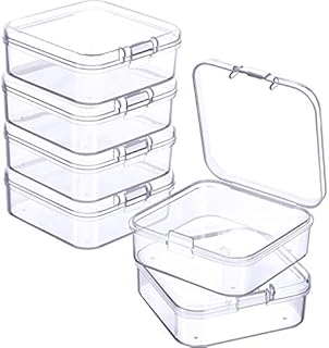 Jetec 6 Pieces Mini Plastic Clear Beads Storage Containers Box for Collecting Small Items, Beads, Jewelry, Business Cards, Game Pieces, Crafts (2.1 x 2.1 x 0.8 Inch)
