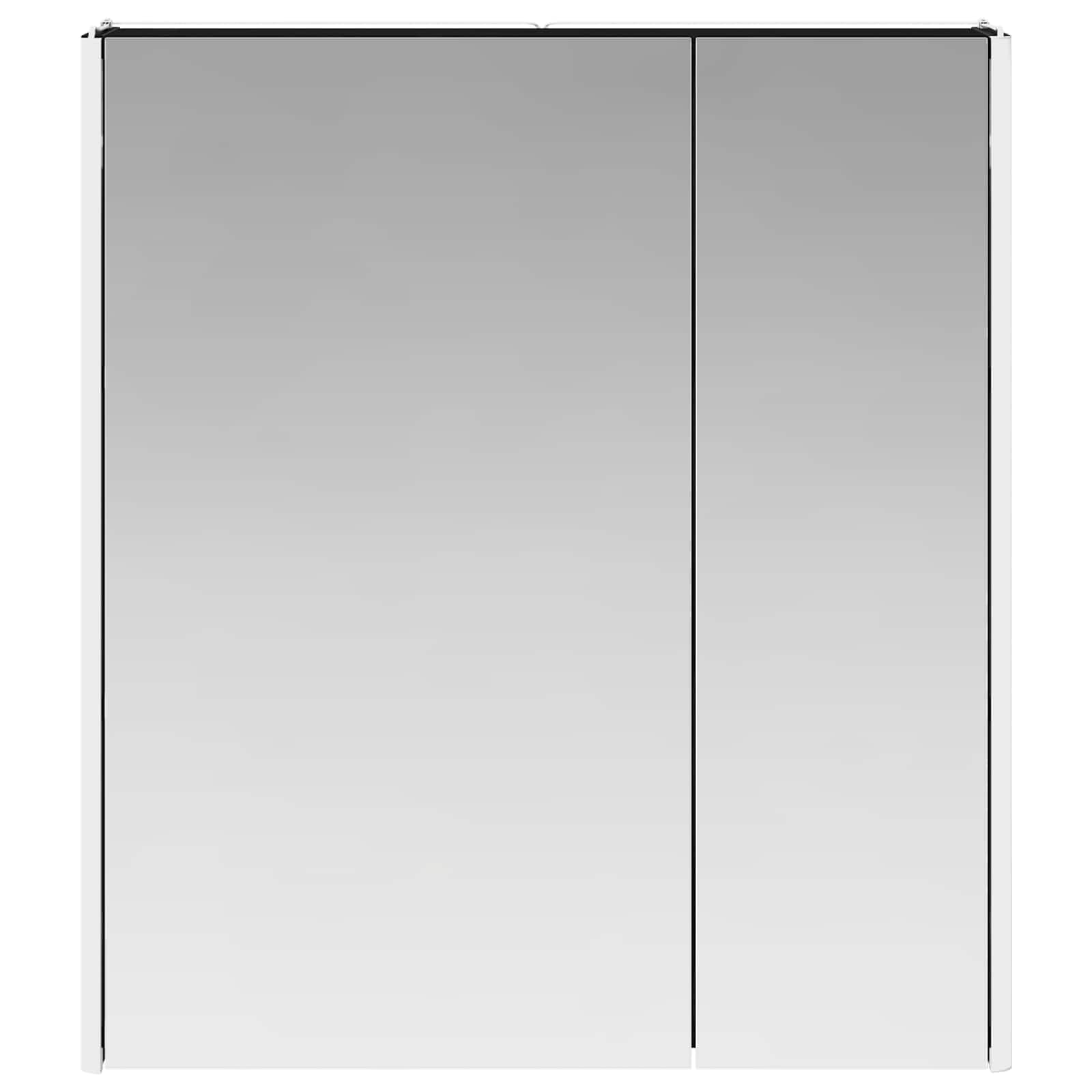 Szafka łazienkowa z lustrem w kolorze czarnym o wyglądzie dębu, materiał drewnopochodny, paski LED z USB, 63,5 x 15,5 x 70 cm, montowana na ścianie, podwójne lustro, 2 półki, miejsce do