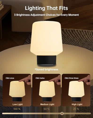 Image of Black Mushroom Lamp,Cute Cordless Rechargeable Table Lamp | 3 Color Tamps,LED Dimmable Ambient Lighting,Small Retro Touch Bedside Light for Bedroom Decor