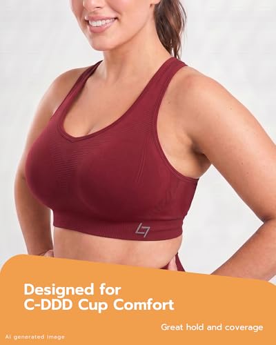 Image of FITTIN Supportive Sports Bra for Large-Bust: 12-Hour Zero-Pressure Comfort | Full Coverage No Spillage Comfortable Fit Padded Racerback Sports Bras for Yoga Gym for C-DDD Cup Plus Size Women