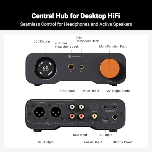Image of Fosi Audio ZH3 DAC Headphone Amp, Fully Balanced Preamp with AKM4493SEQ XMOS XU316 PCM 768kHz for Amplifiers, USB /Optical /COAX /RCA /12V Trigger Input, XLR /RCA /4.4mm /6.35mm Output with Remote