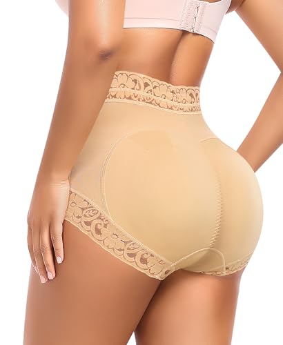 Image of Ganado Padded Underwear for Women Butt Pads Shapewear Shorts Booty Padding Lace Panties Butt Lifter Hip Enhancer