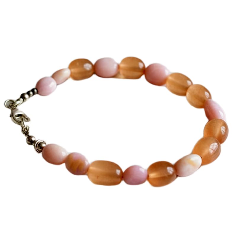 Opale rose naturelle en bracelet fait main 19 cm à offrir pour un anniversaire