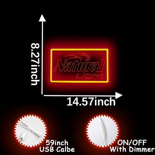 Image of Natural Neon Beer Signs for Wall Decor, Dimmable Neon Light for Business, USB Power LED Neon Sign for Home Bar Man Cave Garage, LED Neon Sign Wall Art Neon Light for Beer Pub