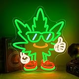 HOMSBAY Leaf Weed LED Neon Sign Led Green Neon Lights for Wall Decor USB Light Up Sign Neon for Man Cave Living Room Pub Party & Gamer Room Decor Beer Bar Hotel Restaurant Unique Birthday Gift for Lover