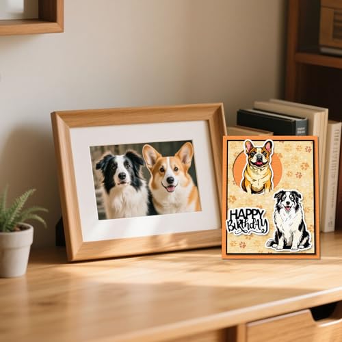 GLOBLELAND Cute Dogs Illustrations Clear Stamp and Cutting Dies Set for Card Making Bulldog Puppy Silicone Transparent Stamps Shepherd Animals Metal Die Cuts for DIY Scrapbooking Photo Album Decor