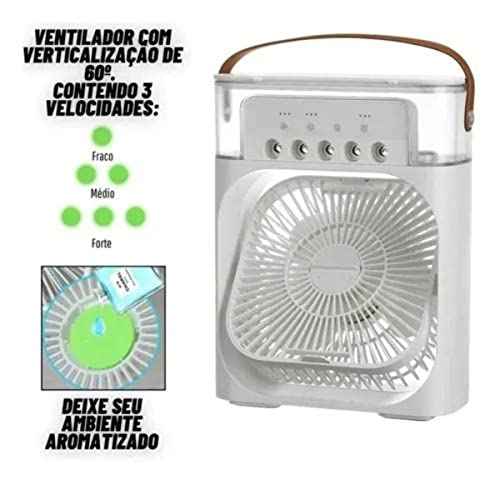 Ventilador Portátil de Mesa Mini Ar Condicionado Umidificador Climatizador Pode Colocar Gelo Luz Led