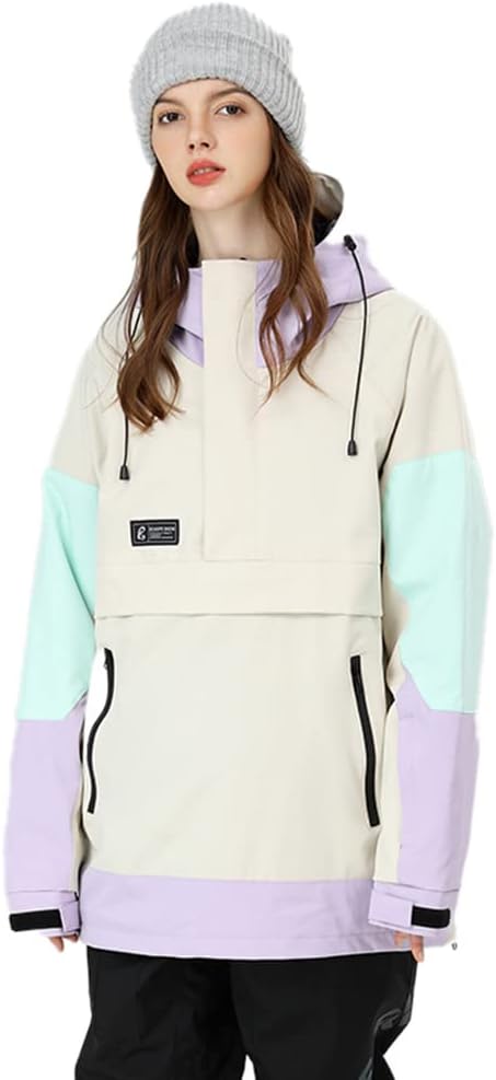 SEARIPE Womens Ski Jacket Mens Snow Jacket Waterproof Winter Snow Coat Couples Pullover Snowboard Hooded