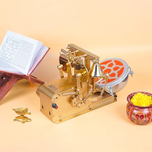 Image of Simple Mini Aarti Machine | Portable Electronic Aarti Device for Daily Pooja & Mandir Use | Color GOLDEN