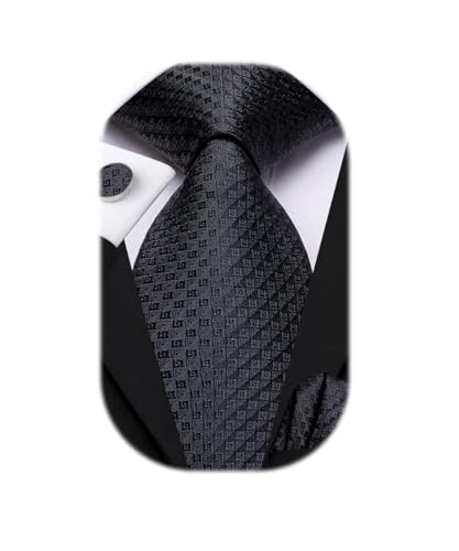 Image of Dubulle Mens Paisley Floral Silk Tie for Men Striped Necktie and Pocket Square Cufflinks Set Wedding Business