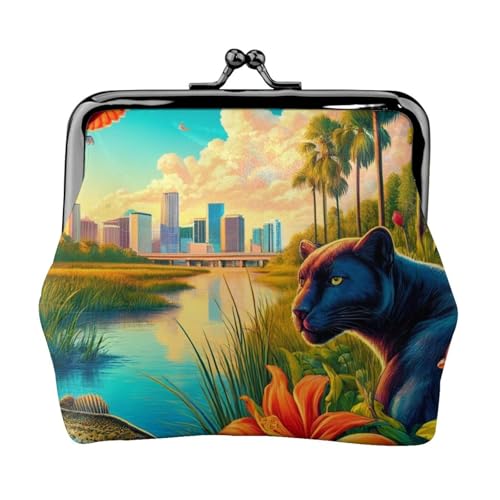 Pu Leather Buckle Coin Purse Florida-Cardinal-Bass Girls Kiss-Lock Change Purse Wallets