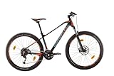 SPRINT APOLON - Bicicleta de montaña de 27,5 pulgadas con ruedas giratorias, marco de aluminio y cambio Shimano Alivio (negro y naranja, 480 mm)