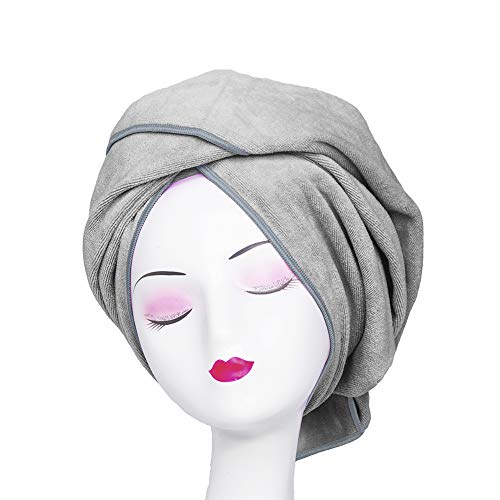 Microfiber Towel for Curly Hair Large Anti Frizz Super Absorbent Hair Towel 23.6''x47'' Fast Hair Drying Towel Hair Wrap for Bath Spa Facial Makeup, Gray