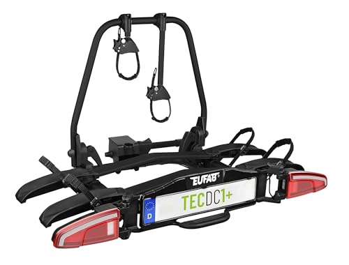 EUFAB 11650 Fahrradträger TECDC1+, Heckträger für 2 E-Bikes, 60 kg Nutzlast, abklappbar Fußpedal, LED-Rückleuchten, vormontiert, Schwarz EUFAB 11650 Fahrradträger TECDC1+, Heckträger für 2 E-Bikes, 60 kg Nutzlast, abklappbar Fußpedal, LED-Rückleuchten, vormontiert, Schwarz