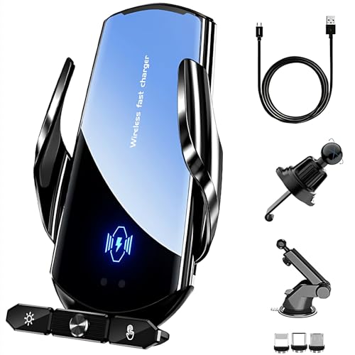 Soporte de teléfono para coche anticaídas con carga rápida Qi para evitar cables