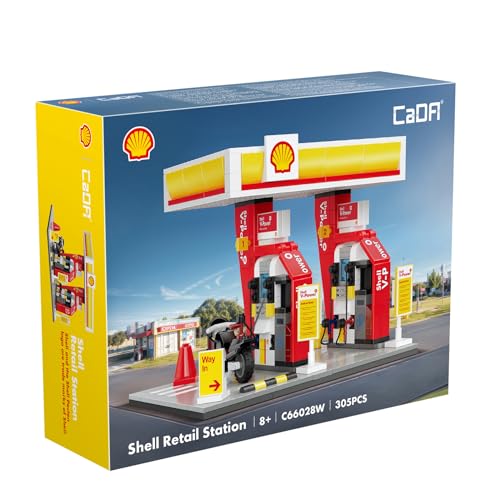 Set CaDA Gasolinera Shell Mini de bloques de construcción coleccionable con luces LED de DeQuBe 3