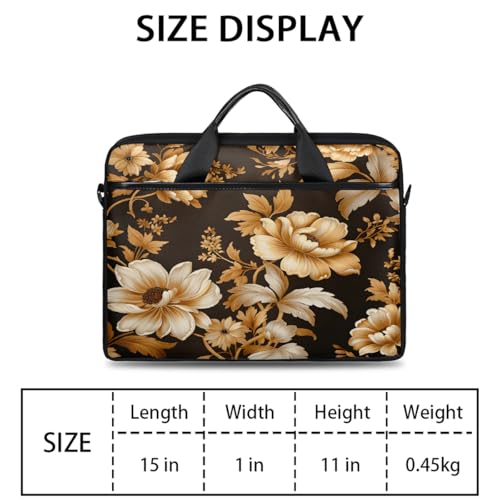 Bolso para laptop con patrón floral dorado 15 pulg miniatura 2