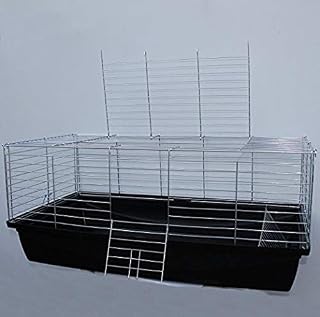 Nagerkäfig,Hasenkäfig,Meerschweinkäfig,Käfig,Rabbit,Zwergkaninchen ca. 100x54x43cm "grau" jetzt mit GRATIS Futternapf, Trinkflasche und Heuraufe