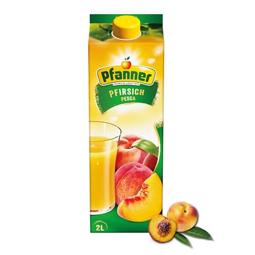 Pfanner Pfirsich Nektar (1 x 2 l) – Fruchtnektar mit mind. 25% Fruchtgehalt – Getränk aus Pfirsichen