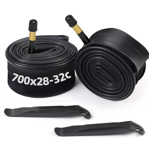 LotFancy 700 x 28C/30C/32C Bike Tubes, 48mm Schrader Valve, 2Pcs 700x28C/700x30C/700x32C (28-622/30-622/32-622) 28 x 1 5/8 x 1 1/4 Tube with 2 Tire Levers