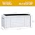 DWVO 120 Gallon Outdoor Louver Storage Deck Box w/Seating Cushion, Large Storage Box for Outdoor Pillows, Garden Tools and Pool Supplies, Resin, Waterproof, Lockable (White)