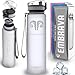 Embrava Sports Water Bottle - 32oz Large - Quick Open Technology - BPA & BPS Free - Leakproof, Fast Flow, Flip Top Lid - Lightweight & Durable Tritan Plastic