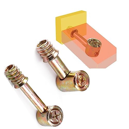 Image of WANLIAN Furniture Wardrobe Four-in-one Connectors Fittings, Bolts,Hole hammer inner teeth for The connection of beds, sofas and solid wood furniture (M8x42mm, 4 in 1 Furniture Connecting Fittings)