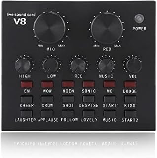 Diyeeni Mobile o Mixer Console, Multifunctional USB Live Sound Card Intelligent Volume Voice Changer Device Recording Sound Card for Live Broadcast, Hosting Speech, Karaoke for iOS Android