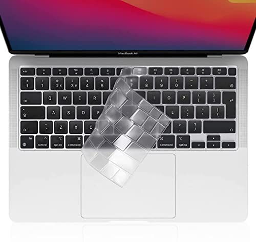 RKINC Protection Clavier Compatible pour 2020 MacBook Air 13 Puces Retina (Modèle:M1 A2337 A2179), AZERTY EU-Layout, TPU Clair Cover