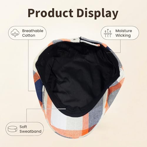 Image of 3Pcs Men's Newsboy Caps Cotton Cooling Hat Adjustable Flat Cap for Men