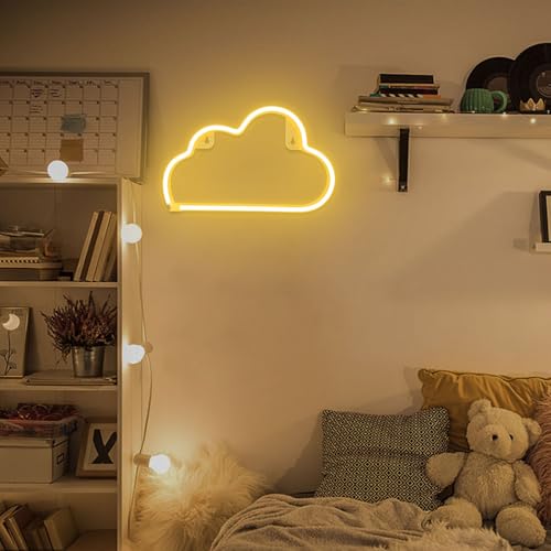 LED Neon Signs for Wall Decor, USB or Battery Powered Cloud Shaped Decoration Lights for Bedroom, Aesthetic Teen Girl Kid Room, Christmas, Birthday, Wedding Party