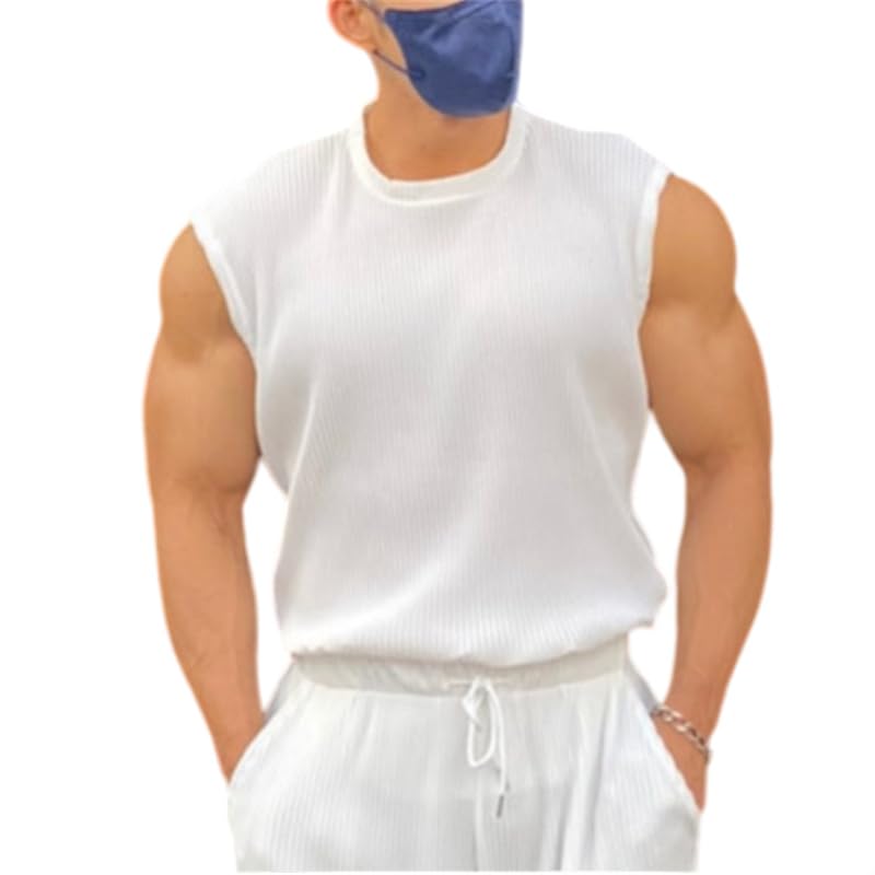Camiseta sin mangas para hombre con rayas verticales chaleco fino de verano