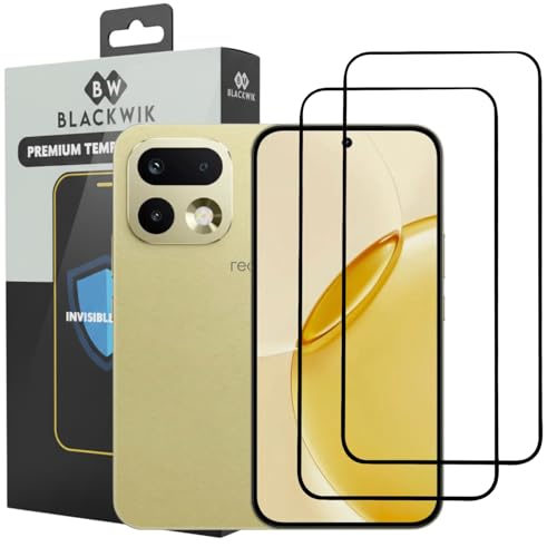 Image of Blackwik Tempered Glass Screen Protector for Realme 16 Pro with Edge-To-Edge Protector Coverage | Easy Installation Kit (Black) (Pack Of 2)