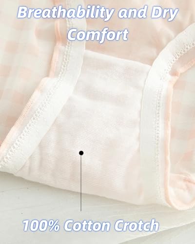 Cute Plaid Panties for Teen Girls Bow Decor Briefs Kawaii Ruffled Trim Underwear Mid Rise Cotton Crotch 5-Pack (5 colors-plaid,X-Large)3