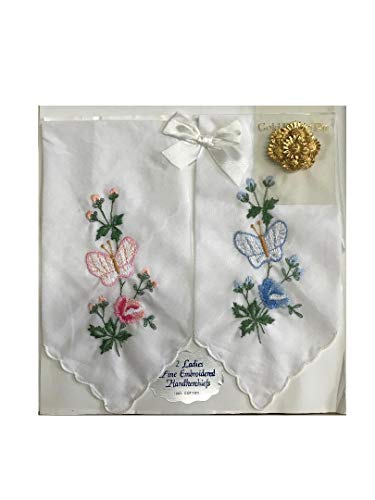 women's white handkerchief embroidered with floral design