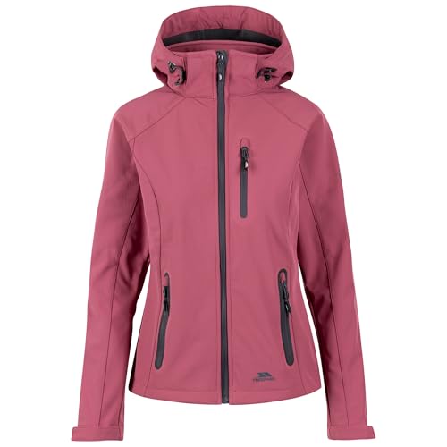 Trespass Womens Softshell Jacket Bela II - Waterproof: 8000mm, Breathable: 3000mvp, Windproof, 3 Low Profile Zip Pockets, Chin Guard, Contrast Zips, Adjustable Zip-Off Hood