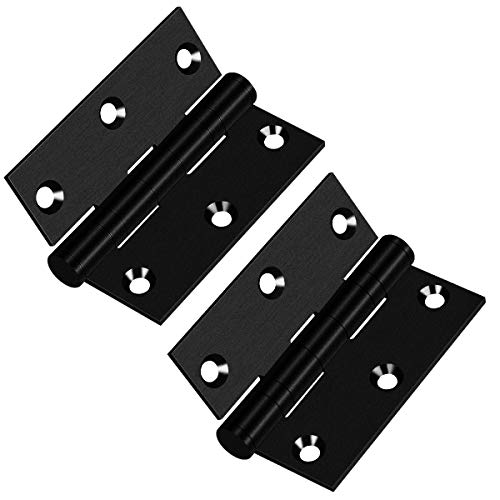Hommyzone Commercial and Residential 3" x 2.5" 304 Stainless Steel Door Hinges,3 Inch Ball Bearing Hinge with Square Corners (Matte Black)-Pack of 2