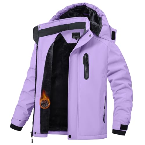 Image of Winter Jacket for Boys and Girls Waterproof Ski Jacket Winter Snow Coat Hooded Fleece Windproof with Zip Pockets