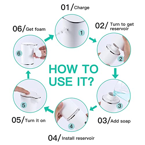 Laopao Soap Dispenser, Automatic Foaming Hand Soap Dispenser Touchless Foam Soap Dispenser Rechargeable Bathroom Countertop Soap Pump For Kids Xmas Gift 300Ml #TOP3
