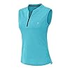 YSENTO Women’s Golf Apparel Shirts Clothes Outfits Sleeveless 1/4 Zip Collarless Dry Fit UPF 50+ Tennis Polo Tank Tops