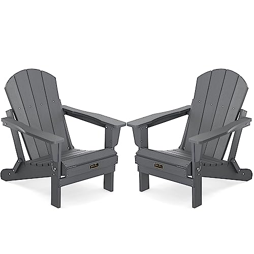 SERWALL Adirondack Chair Set of 2, Folding Gray