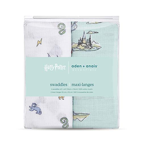 Image of aden + anais Swaddle Blanket, Boutique Muslin Blankets for Girls & Boys, Baby Receiving Swaddles, Ideal Newborn & Infant Swaddling Set, Perfect Shower Gifts, 2 Pack, Hogwarts Essentials