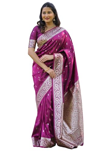 Image of SGF11 Women's Kanjivaram Pure Soft Silk Saree For Women Pure Golden Zari With Blouse Piece