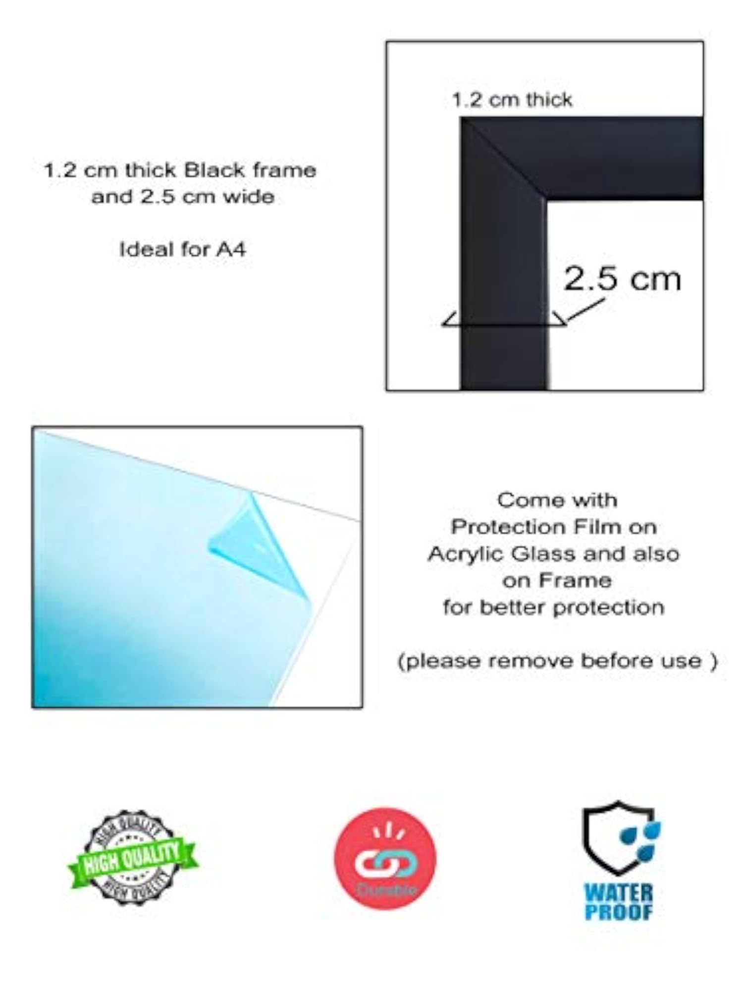 A4 Size Black Photo Frame, Wall Hanging Decor