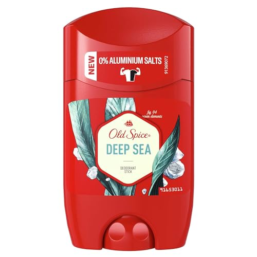Old Spice Deep Sea Deodorant Stick for Men 50 ml 48H Fresh Long-Lasting Fragrance in Perfume Quality 0% Aluminium Salts No Stains on Black and White Made from 50% Recycled Plastic