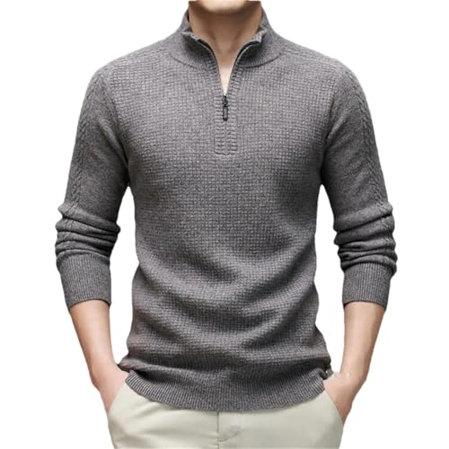Men’S Thick Wool Turtleneck Sweater Casual Long Sleeve Half-Zip Pullover Knit Jumper Tops
