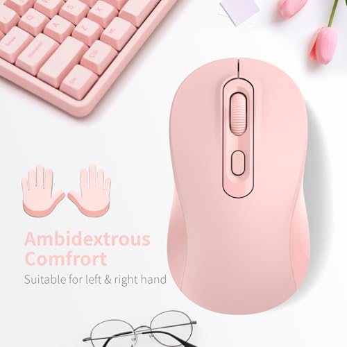 Image of Wireless Mouse, 2026 New Model, Silent Click Ergonomic Design, Portable, 4 Buttons, Adjustable DPI (800 /1200 /1600), for Laptop /PC /Office (Pink)