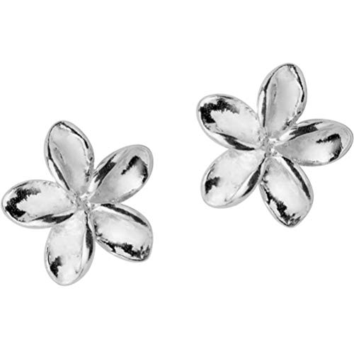 Boucles d'oreilles fleurs s925 clous frangipanier 5 pétales argent femme 4.5mm