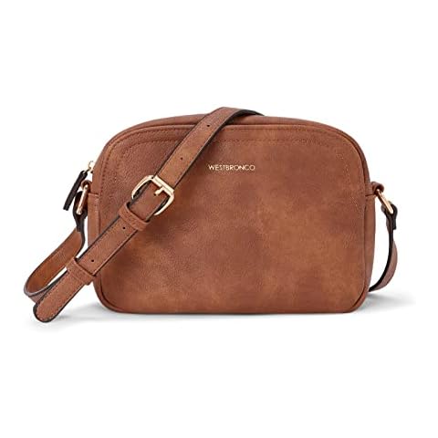 WESTBRONCO Crossbody Bag for Women Vegan Leather Wallet Purses Satchel Shoulder Bags Small Size, Brown, 9.06"(L) x 2.56"(W) x 6.69"(H) Cover