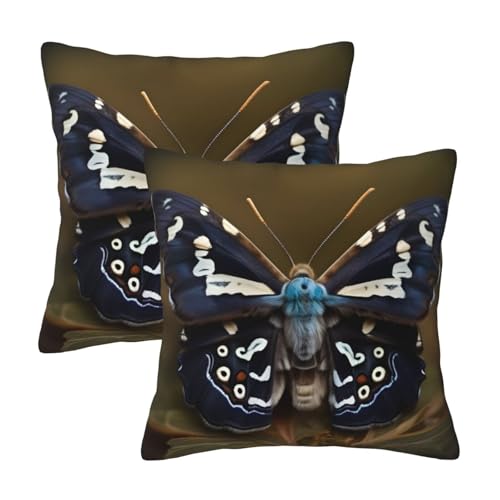 Evengigy Juego de 2 fundas de cojín cuadradas con diseño de alas de polilla, 50 x 50 cm